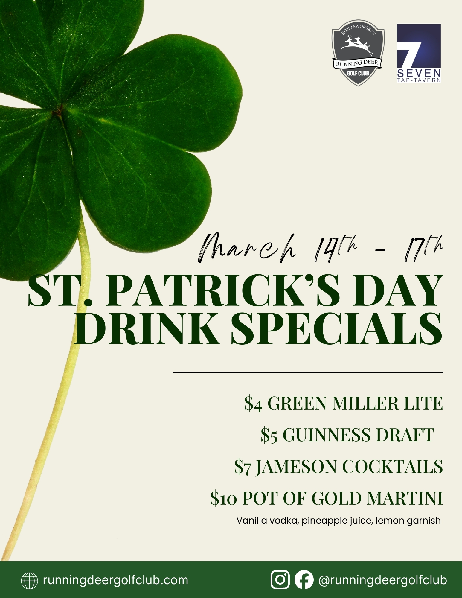 St Patty's Drink Specials