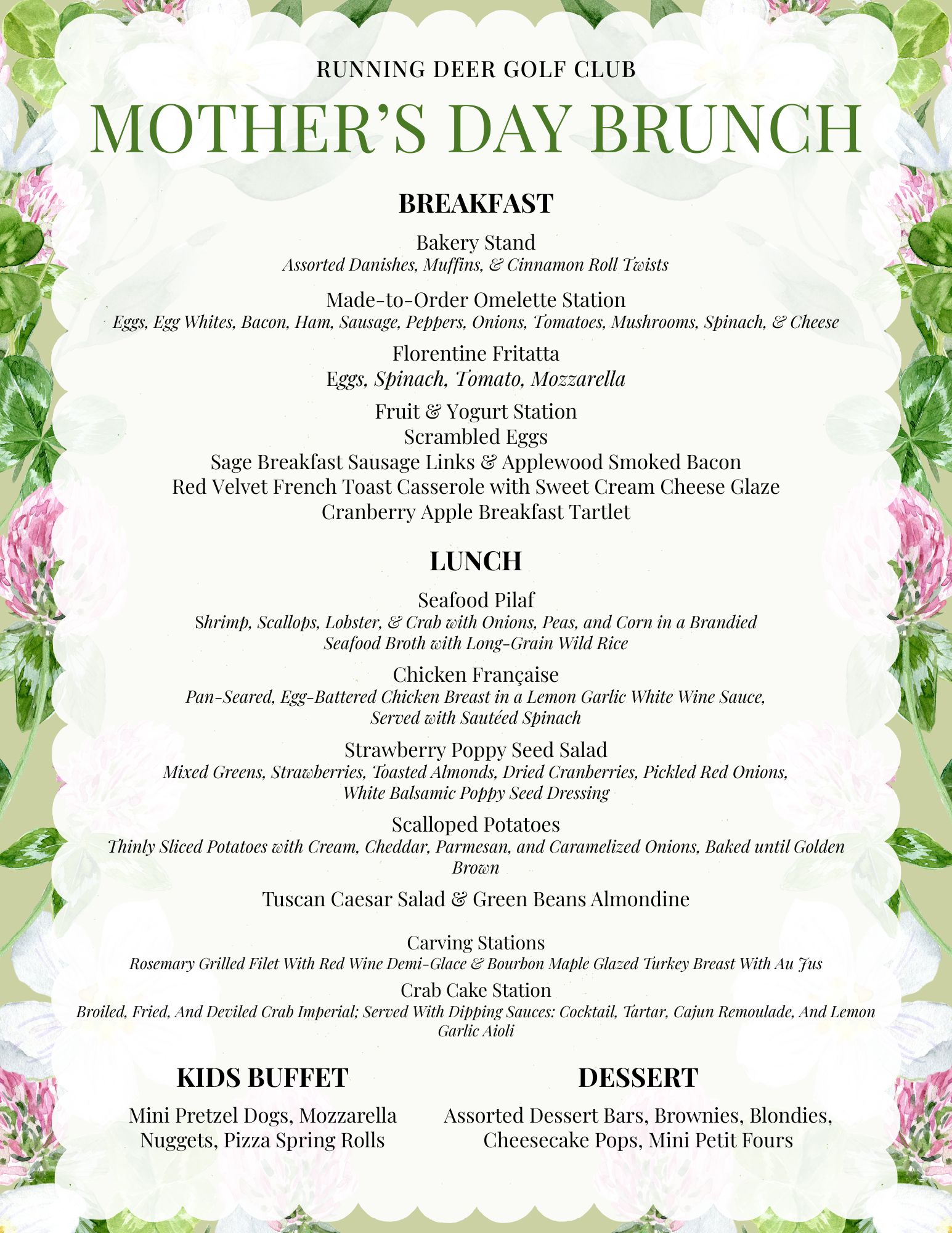 Mother's Day Brunch Menu