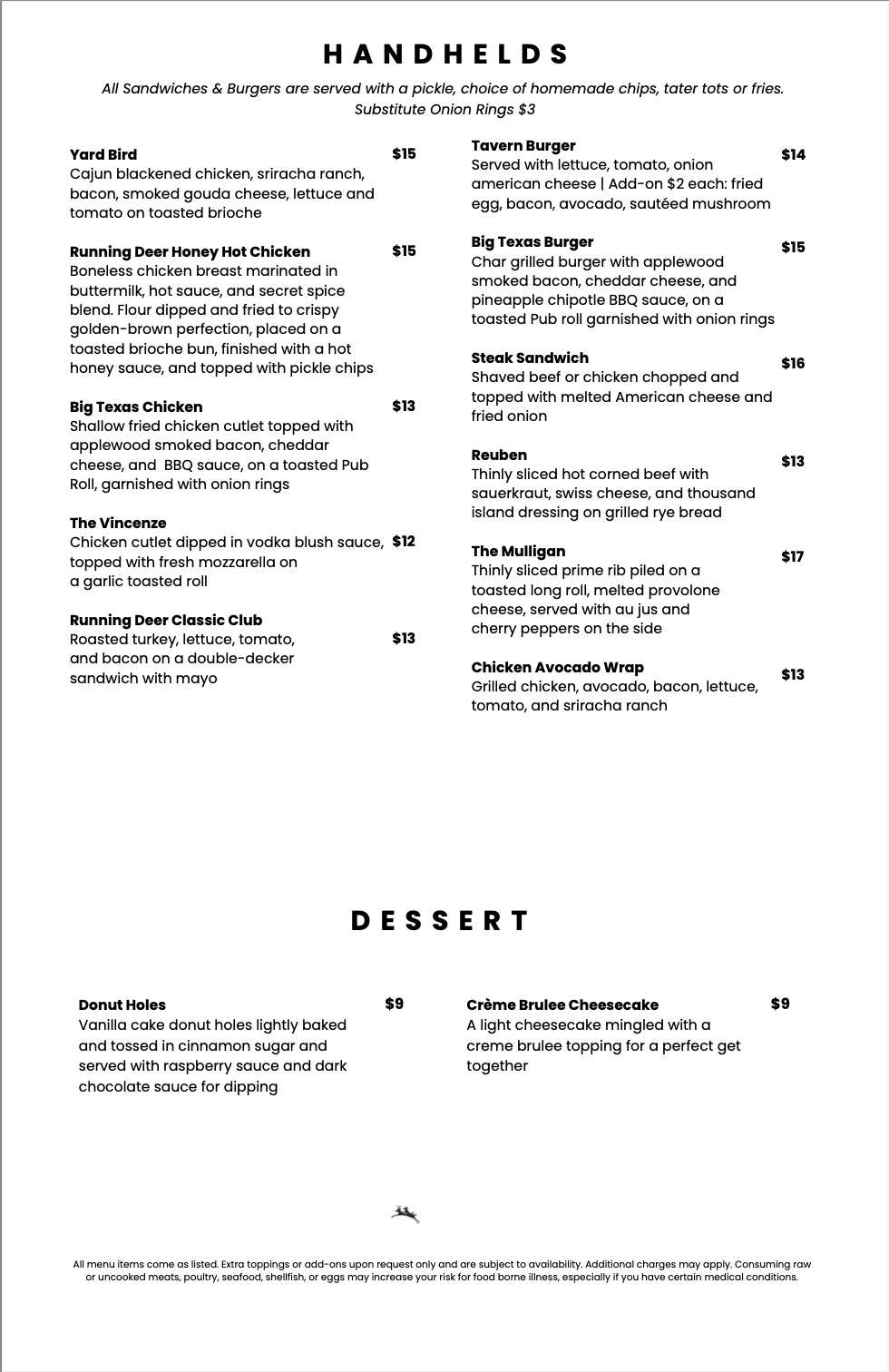Seven Tap-Tavern Menu Page 2
