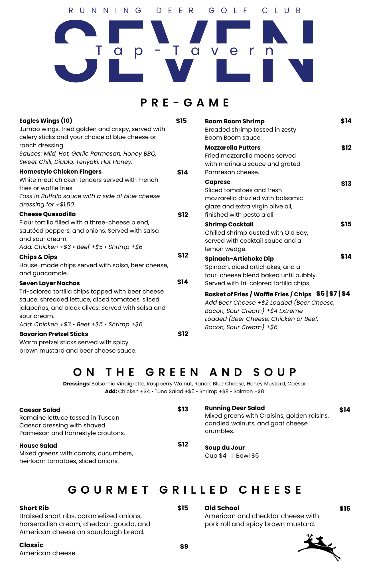 Seven Tap-Tavern Menu, Page 1